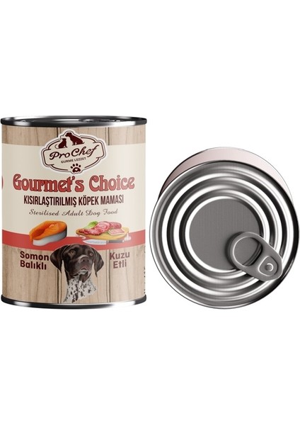 24 Adet Gourmet's Choice Kısırlaştırılmış Köpek Maması | 415 gr Somon & Kuzu Etli Konserve Yaş Mama