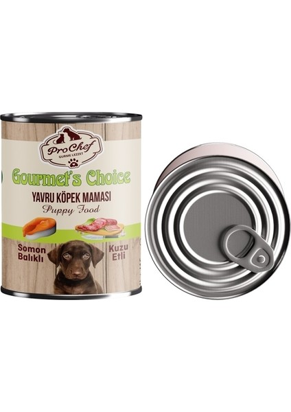 24 Adet Gourmet's Choice Yavru Köpek Maması | 415 gr Somon Balıklı & Kuzu Etli Konserve Yaş Mama