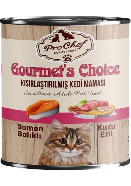 24 Adet Gourmet's Choice Kısırlaştırılmış Kedi Maması | 415 gr Somon & Kuzu Etli Konserve Yaş Mama