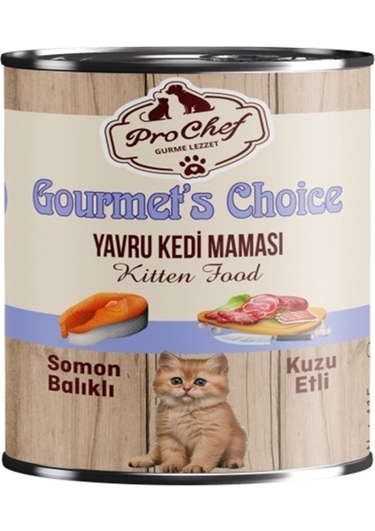 24 Adet Gourmet's Choice Yavru Kedi Maması | 415 gr Somon Balıklı & Kuzu Etli Konserve Yaş Mama