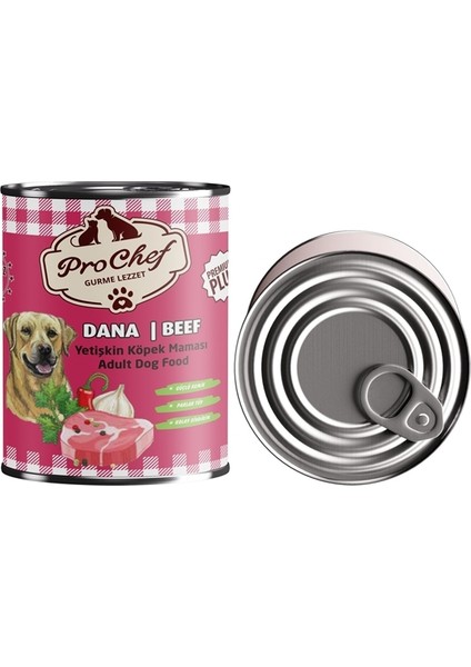 24 Adet Premium Plus Yetişkin Köpek Maması | 415 gr Dana Etli Konserve Yaş Mama