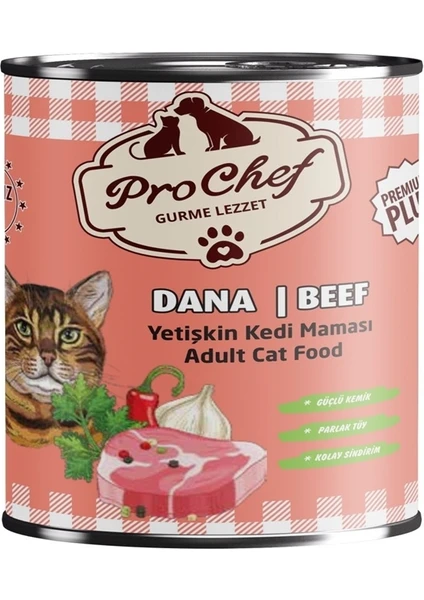 24 Adet Premium Plus Yetişkin Kedi Maması | 415 gr Dana Etli Konserve Yaş Mama