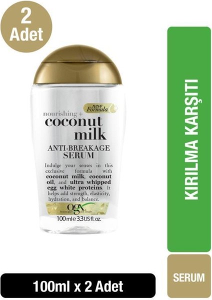 Besleyici ve Kırılma Karşıtı sülfatsız Coconut Milk Serum 100 ml X2