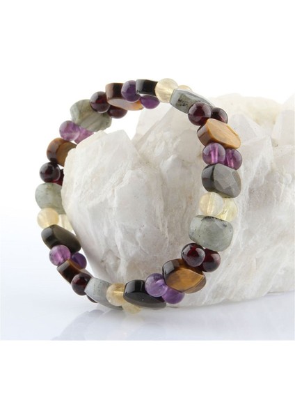 Dönüşümlü Sitrin Ametist Obsidyen Labradorite Kaplan Gözü Lal Doğal Taş Bileklik fiyatları