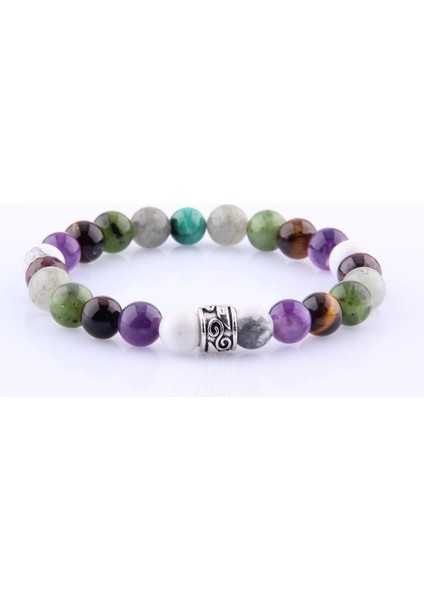 Havlit - Ametist - Kaplan Gözü - Yeşim - Labrodorit 8 mm Doğal Taş Bileklik indirimleri