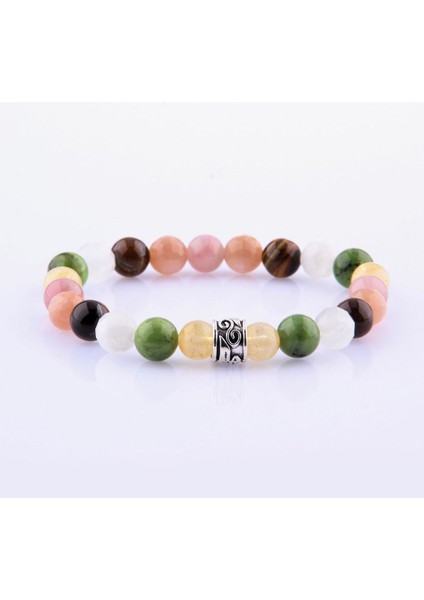 Dönüşümlü Sitrin Yeşim Ay Taşı Kaplan Gözü Güneş Taşı Pembe Kuvars 8 mm Bileklik modelleri