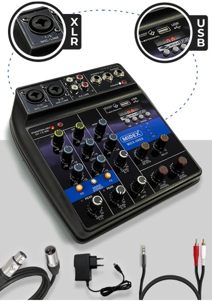 Midex MX-2020 Solo Mix Condenser Mikrofon ve Kayıt Mixer Seti