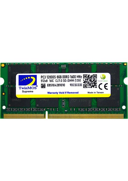 Sodimm 8 GB 1600MHZ 1.35V Low Voltage Ddr3 Notebook Ram