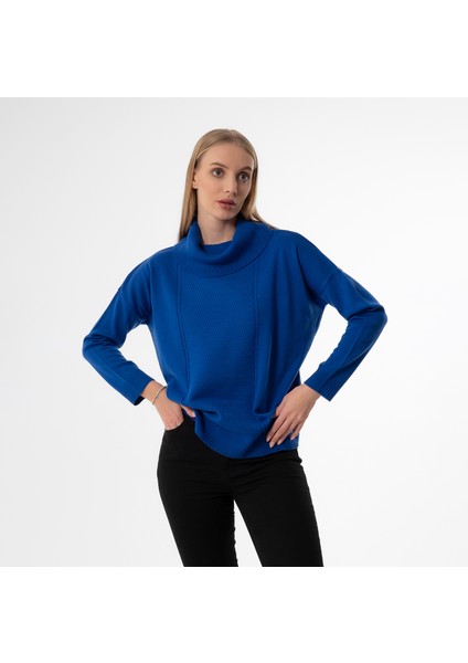 Degaje Yaka Oversize Basic Saks Bayan Kazak
