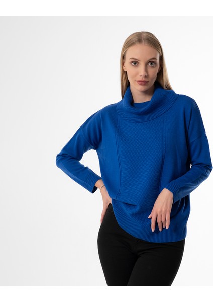 Degaje Yaka Oversize Basic Saks Bayan Kazak