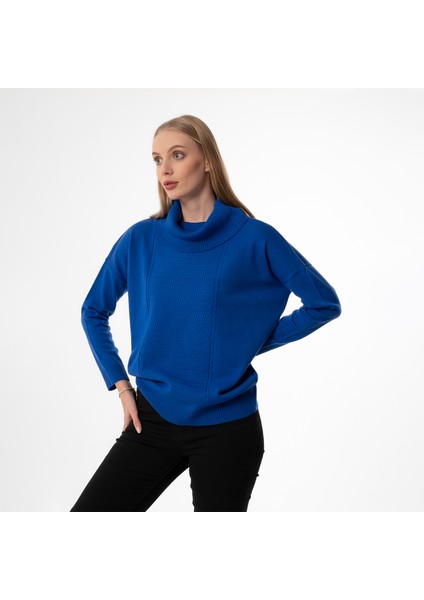Degaje Yaka Oversize Basic Saks Bayan Kazak