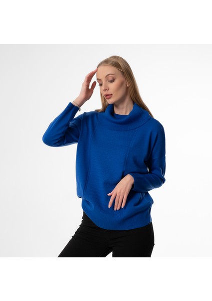 Degaje Yaka Oversize Basic Saks Bayan Kazak