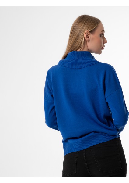 Degaje Yaka Oversize Basic Saks Bayan Kazak