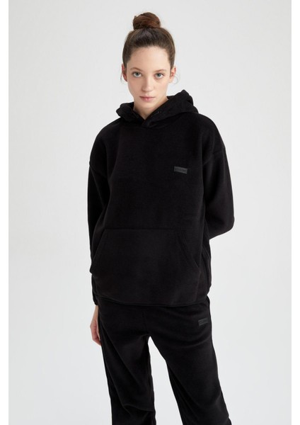 Fit Oversize Fit Kapüşonlu Polar Sweatshirt Z3731AZ22WN