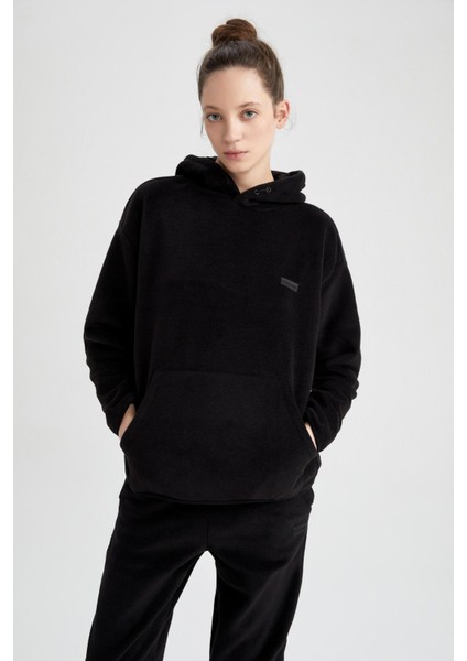 Fit Oversize Fit Kapüşonlu Polar Sweatshirt Z3731AZ22WN