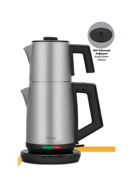 Hoşsefa Inox 2200 Watt Paslanmaz Damlatmayan Çelik Çay Makinesi ve Su Isıtıcısı