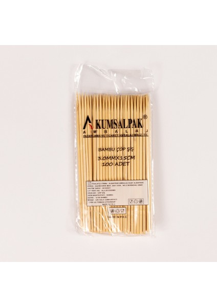 Kumsalpak 15CMX3MM Bambu Çöpşiş 100’LÜ