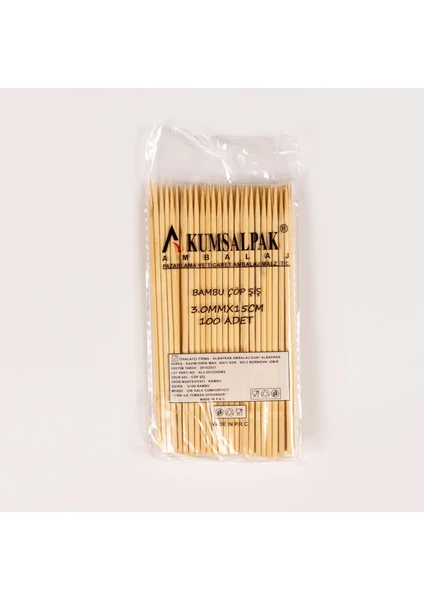 Kumsalpak 15CMX3MM Bambu Çöpşiş 100’LÜ