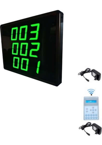 Sanec Üç Satır Fastfood Sıramatik (Numaratör) Sistemi (Kablosuz - Yeşil)