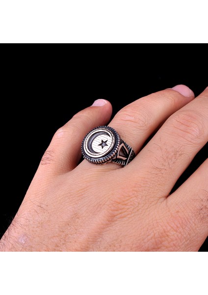 Ayyıldız Model 925 Ayar Gümüş Erkek Yüzük