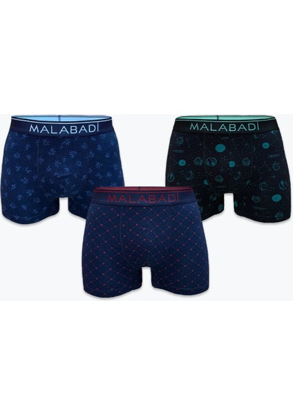 Erkek Desenli 3 Lü Paket Modal Boxer 3M252