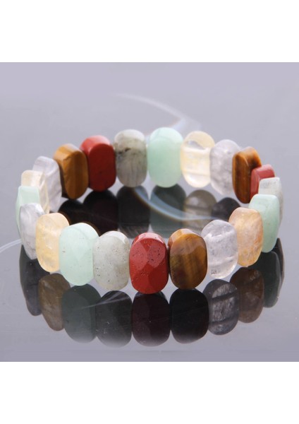 Sertifikalı Jasper Kaplan Gözü Dumanlı Kuvars Dönüşümlü Sitrin Aventurin 9X14 mm Doğal Taş Bileklik fiyatları