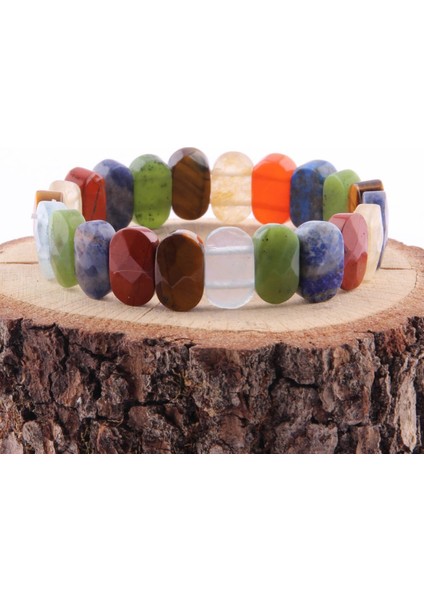 Sertifikalı Lapis Yeşim Kristal Kuvars Kaplan Jasper Dönüşümlü Sitrin 9X14 mm Doğal Taş Bileklik