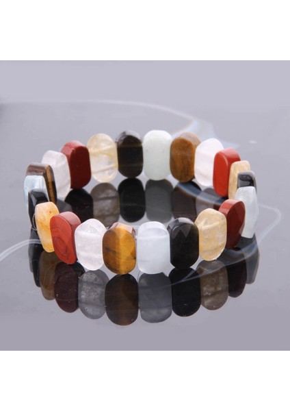 Sertifikalı Dumanlı Kuvars Jasper Dönüşümlü Sitrin Obsidyen Akuamarin 9X14 mm Doğal Taş Bileklik fırsatları