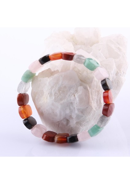 Sertifikalı Akik Jasper Obsidyen Pembe Kuvars Aventurin Dumanlı Kuvars 9X14 mm Bileklik modelleri