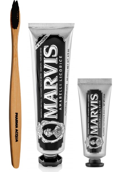 Pharma Acqua Bambu Diş Fırçası Marvis Meyankökü Özlü Diş Macunu 2'li 85ML + 25 ml