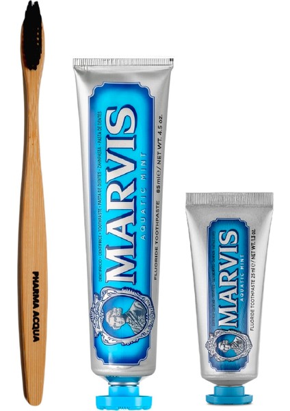 Pharma Acqua Bambu Diş Fırçası +Marvis Aqua - Naneli Diş Macunu 2'li - 85 ml + 25 ml
