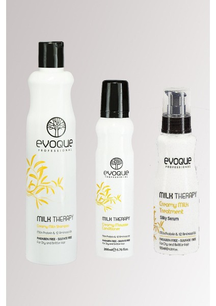 Milk Therapy Şampuan 400ML + Milk Therapy Bakım Köpük 200 Ml+ Milk Therapy Saç Serumu 125 ml
