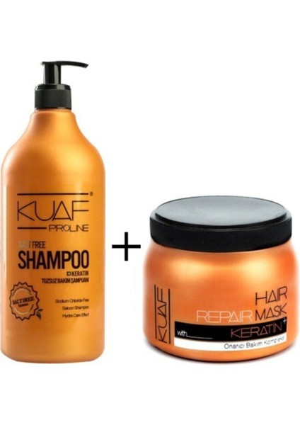 Tuzsuz (Sülfatsız) Şampuan 1000ML.+ Keratin Saç Maske 500ML