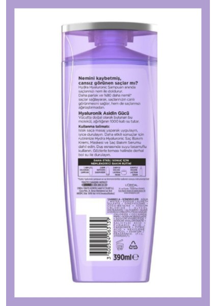 Hydra [hyaluronic] Nem Dolduran Şampuan 390ML 72 Saat Nem ile Dolgunlaştıran Maske 300 ml Pl fırsatları