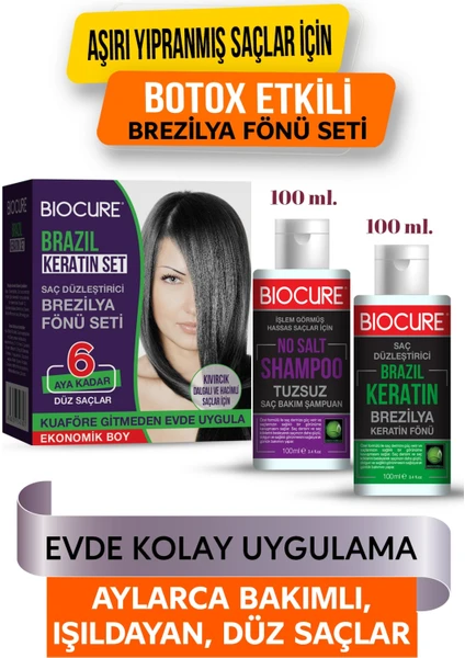 Brezilya Fönü Keratini 2'li Mucizevi Bakım Seti Keratin - Şampuan Botox Etkili / Evde Kulla