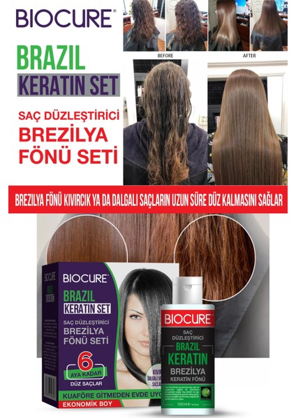 Brezilya Fönü Keratini 2'li Mucizevi Bakım Seti Keratin - Şampuan Botox Etkili / Evde Kulla