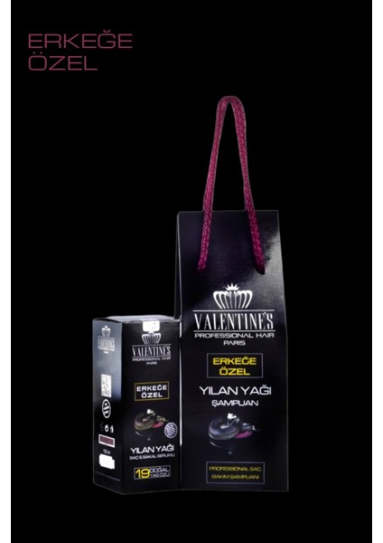Valentines Professional Erkeğe Özel 19 Doğal Bitki Özü Içeren Premium Serisi Yılan Yağı Şampuan ve