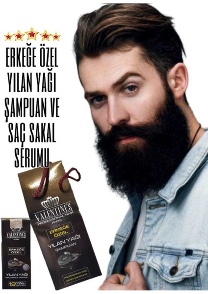 Valentines Professional Erkeğe Özel 19 Doğal Bitki Özü Içeren Premium Serisi Yılan Yağı Şampuan ve