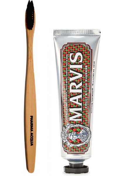 Pharma Acqua Bambu Diş Fırçası + Diş Macunu Sweet And Sour Rhubarb - Ravent 75 Ml.