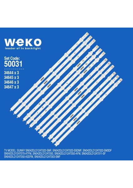 WKSET-5031 34644X3 34645X3 34646X3 34647X3 42 Row2.1 12 Adet LED Bar