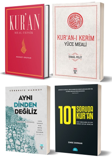 Kur'an Meal Tefsir & Kur'an'ı Kerim Yüce Meali & Aynı Dinden Değiliz & 101 Soruda Kur'an 4 Kitap Set