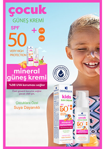 Spf+50 Çocuk Yüz ve Vücut Koruma Mineralli Güneş Kremi 100 ml