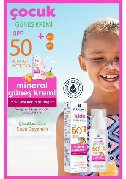 Spf+50 Çocuk Yüz ve Vücut Koruma Mineralli Güneş Kremi 100 ml