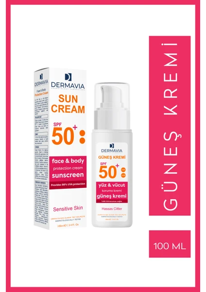 Spf+50 Yüz ve Vücut Koruma Güneş Kremi Hassas Ciltler 100 ml