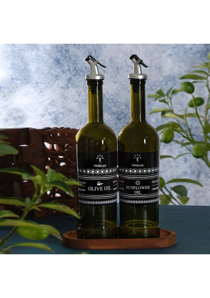 Stantsız Amber 2'li 750 ml Zeytinyağı ve Sıvıyağ Yağdanlık Şişesi Ayçiçekyağı,Yağlık *GB