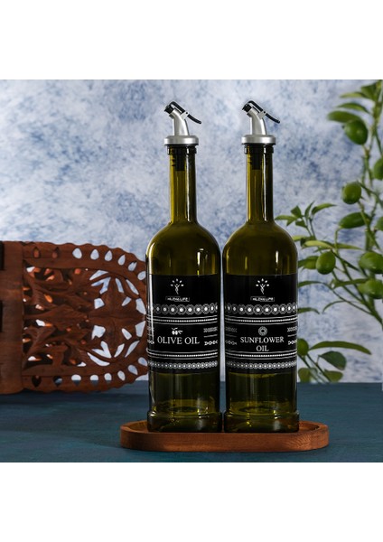 Stantsız Amber 2'li 750 ml Zeytinyağı ve Sıvıyağ Yağdanlık Şişesi Ayçiçekyağı,Yağlık *GB