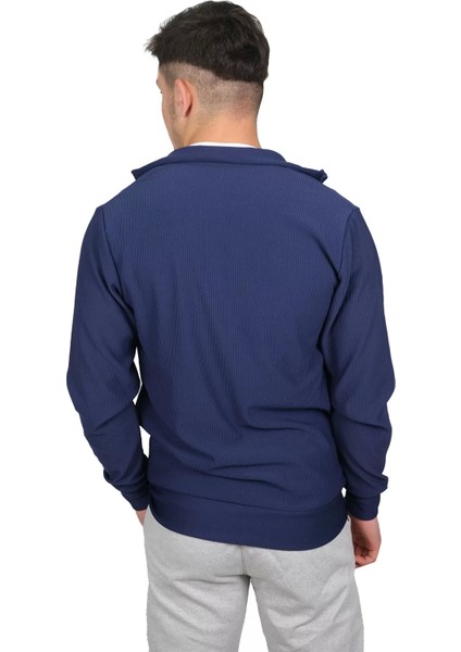 Booss Milano Boss Milano Erkek Petek Desenli Fermuarlı Jakarlı Lacivert HIRKA-2833 modelleri