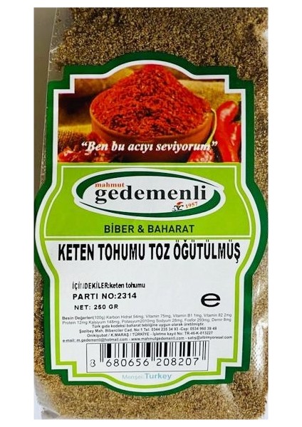Keten Tohumu Toz Öğütülmüş Glutensiz 250 gr fiyatları