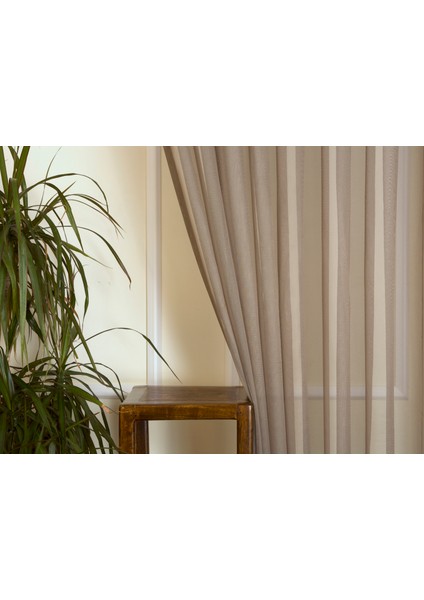 Etamin Tül Kahve 1-2,5 Orta Sık Pile 100X260
