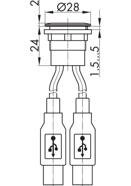 Schlegel RRJ_2USB Ankastre Çiftli USB Çıkışı Kablolu